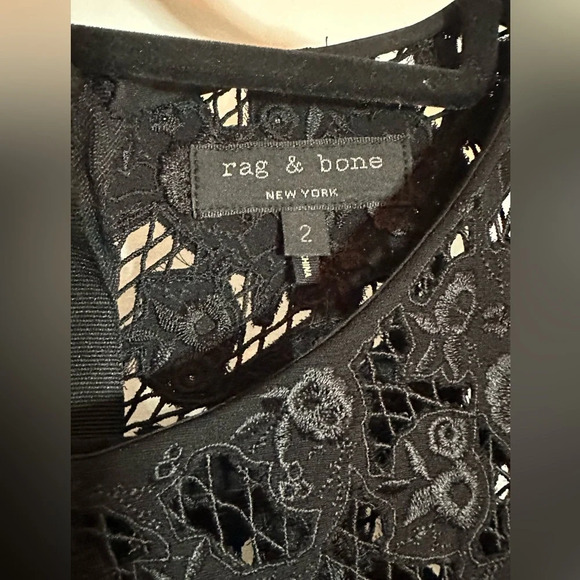 Rag & Bone Aya Lace-Panel Black Dress Size 2 - Picture 7 of 9